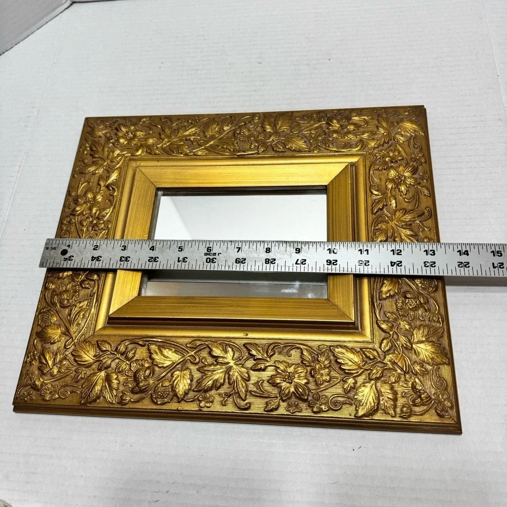Ornate Gold Floral Wall Mirror Frame - Gold